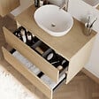 COSYNEO - Meuble de salle de bain 70cm avec plateau et vasque à poser arrondie - 2 tiroirs - sans miroir - nebraska (chêne clair) - IDA - vignette
