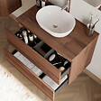 COSYNEO - Meuble de salle de bain 70cm avec plateau et vasque à poser arrondie - 2 tiroirs - noyer (bois foncé) - IDA - vignette
