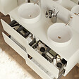 COSYNEO - Meuble de salle de bain 140cm avec plateau et 2 vasques à poser rondes - 4 tiroirs - sans miroir - blanc brillant - IDA - vignette