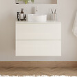 COSYNEO - Meuble de salle de bain 60cm avec plateau et vasque à poser ronde - 2 tiroirs - sans miroir - blanc brillant - IDA - vignette