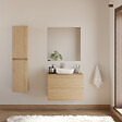 COSYNEO - Meuble de salle de bain 70cm avec plateau et vasque à poser arrondie - 2 tiroirs - nebraska (chêne clair) - IDA - vignette