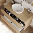 COSYNEO - Meuble de salle de bain 100cm avec plateau et vasque à poser arrondie - 2 tiroirs - nebraska (chêne clair) - IDA - vignette