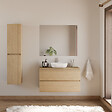 COSYNEO - Meuble de salle de bain 100cm avec plateau et vasque à poser arrondie - 2 tiroirs - nebraska (chêne clair) - IDA - vignette