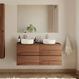 COSYNEO - Meuble de salle de bain 120cm avec plateau et 2 vasques à poser rondes - 4 tiroirs - noyer (bois foncé) - IDA - vignette