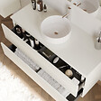 COSYNEO - Meuble de salle de bain 120cm avec plateau et vasque à poser ronde - 2 tiroirs - blanc brillant - IDA - vignette