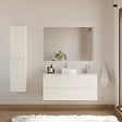 COSYNEO - Meuble de salle de bain 120cm avec plateau et vasque à poser ronde - 2 tiroirs - blanc brillant - IDA - vignette