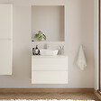COSYNEO - Meuble de salle de bain 60cm avec plateau et vasque à poser arrondie - 2 tiroirs - blanc brillant - IDA - vignette