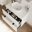 COSYNEO - Meuble de salle de bain 60cm avec plateau et vasque à poser arrondie - 2 tiroirs - blanc brillant - IDA - vignette
