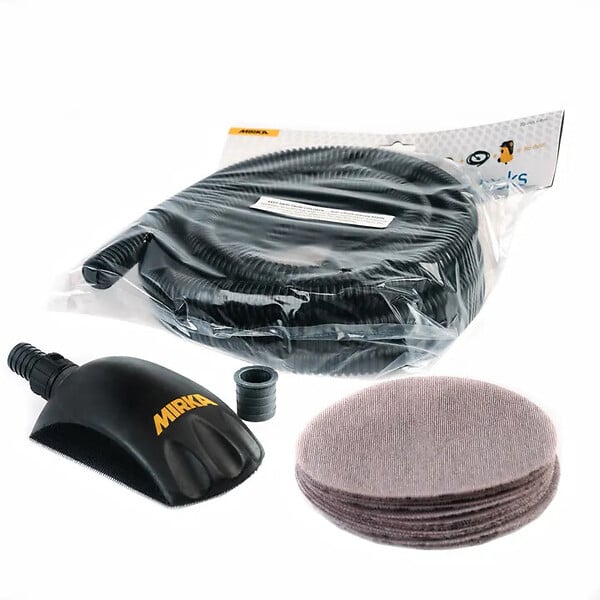 MIRKA - Mirka Roundy Kit Cale manuelle aspirante 150mm + 15x Disques abrasifs Abranet + 1x Tuyau d'extraction (KIT00ROUND) - large