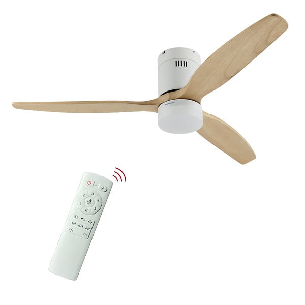 THOMSON - Ventilateur de plafond avec lumière THOMSON OLIA avec pales en bois certifié FSC, diamètre de 132 cm et télécommande incluse - large