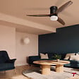 THOMSON - Ventilateur de plafond avec lumière THOMSON NERO avec pales en bois certifié FSC, diamètre de 132 cm et télécommande incluse - vignette