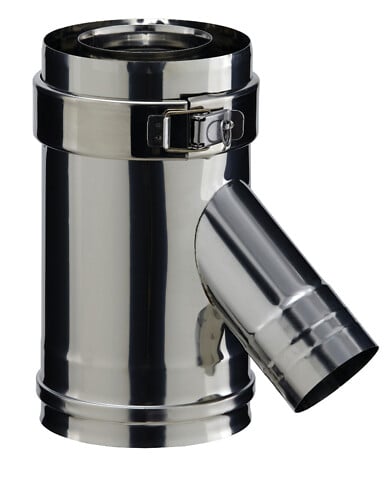POUJOULAT - Elément droit inox avec prise d'air pour poêle à granulés - PGI pour poêles à Pellets - Diamètre 80/130 avec prise d'air à 135° - Finition : Inox - large