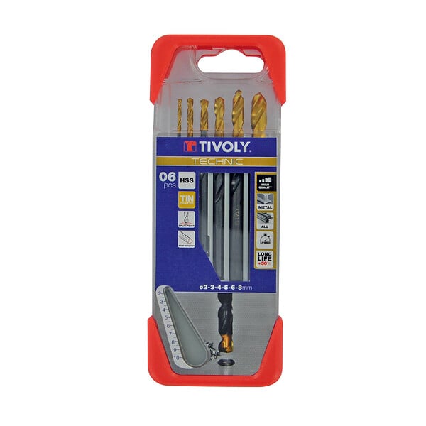 TIVOLY - Tivoly   6 forets métaux HSS STEAM revêtus TiN taillés meulés pointe en croix queue à 3 méplats Ø 2 à 8mm - large