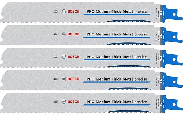 BOSCH - Jeu de 5 lames de scie sabre PRO Medium-Thick Metal precise S1137BEF - 225 mm -  - 2608658994 - large