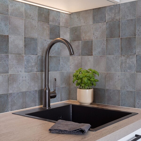 RO'MA NATURE - Carrelage effet Zellige Gris 10x10x0,85 cm Caldero - Mur intérieur (vendu par carton de 0,6 m²) - large