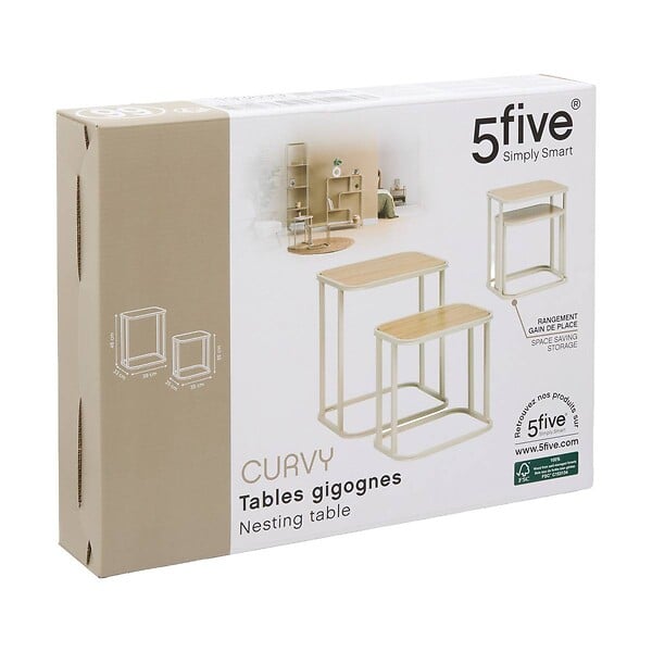 5 FIVE SIMPLY SMART - Lot de 2 tables gigognes Curvy bois clair - large