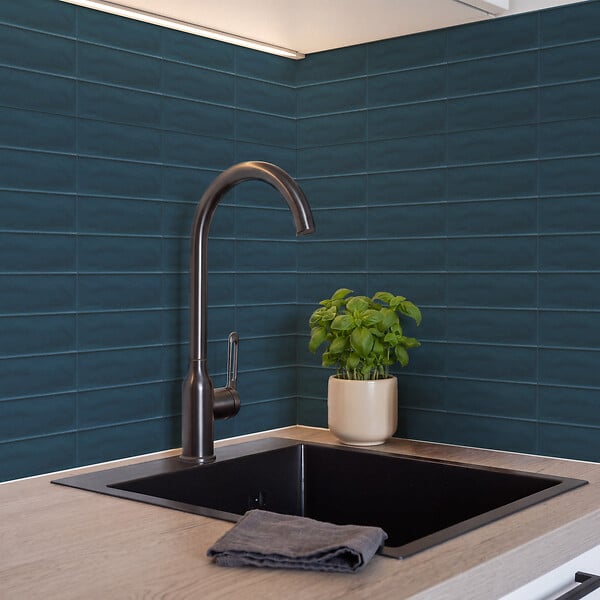 RO'MA NATURE - Carrelage effet Zellige Bleu 14,6x4,8x0,8 cm Mat Bravio - Sol et mur intérieur (vendu par carton de 0,42 m²) - large