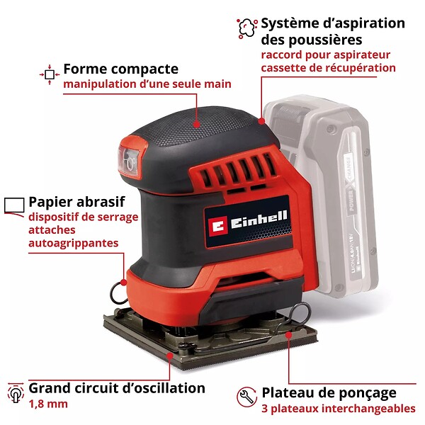 EINHELL - Ponceuse orbitale sans fil  TE-OS 18/113 3X Li-Solo - large