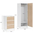 ID MARKET - Armoire 1 porte AMBRE penderie avec commode 3 tiroirs 100 cm modulable façon hêtre et blanc - vignette