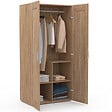 ID MARKET - Armoire 2 portes VITO hêtre penderie 80 cm avec étagères rangement maxi capacité - vignette