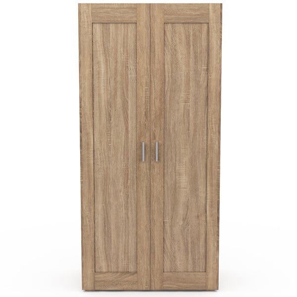 ID MARKET - Armoire 2 portes VITO hêtre penderie 80 cm avec étagères rangement maxi capacité - large