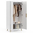 ID MARKET - Armoire 2 portes HELSINKI scandinave blanc penderie 80 cm avec étagères rangement maxi capacité - vignette