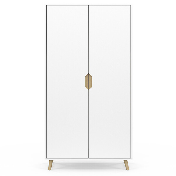 ID MARKET - Armoire 2 portes HELSINKI scandinave blanc penderie 80 cm avec étagères rangement maxi capacité - large