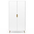 ID MARKET - Armoire 2 portes HELSINKI scandinave blanc penderie 80 cm avec étagères rangement maxi capacité - vignette