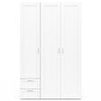 ID MARKET - Armoire 3 portes VITO blanc penderie 120 cm avec 2 tiroirs et étagères - vignette