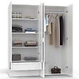 ID MARKET - Armoire 4 portes VITO blanc penderie 160 cm avec 2 tiroirs et étagères - vignette