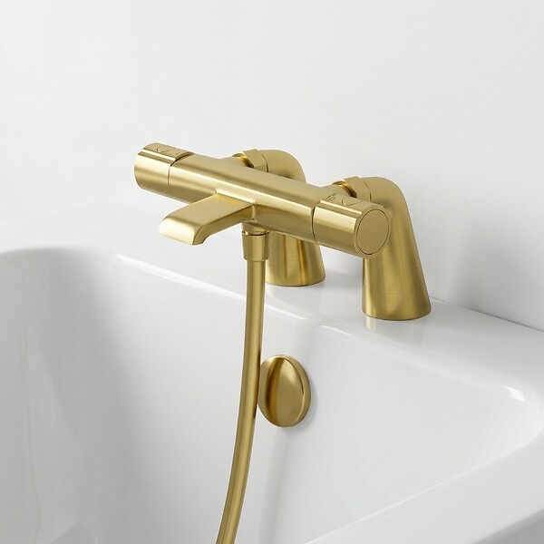 ESSEBAGNO - Colonnettes raccord bain-douche or brossé - large