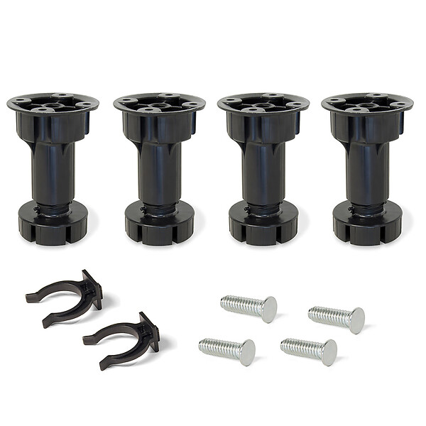 EMUCA - Kit de 4 pieds réglables de 95 à  120mm mm en plastique noir  - EMUCA - 3999517 - large