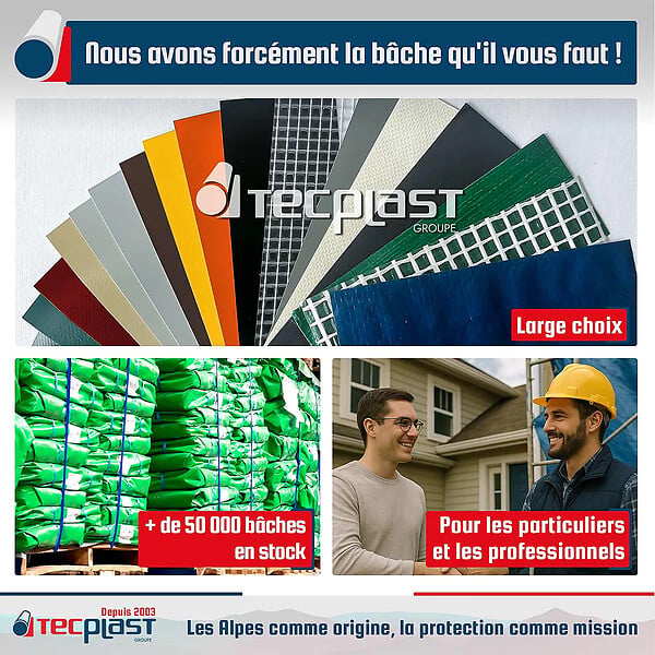 TECPLAST - Bache de protection à  Å“illets HQ250 3 x 5m - TECPLAST - PR0812 - large