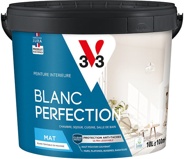 V33 PEINTURE - Peinture blanche haute couvrance - Mat - 10L - large