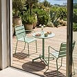OVIALA - Ensemble table de jardin et 2 fauteuils en métal vert sauge - Palavas - vignette