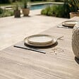 OVIALA - Table de jardin extensible en aluminium et céramique 10 places crème - Tivoli - vignette