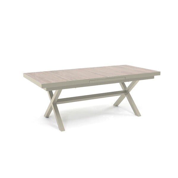 OVIALA - Table de jardin extensible en aluminium et céramique 10 places crème - Tivoli - large