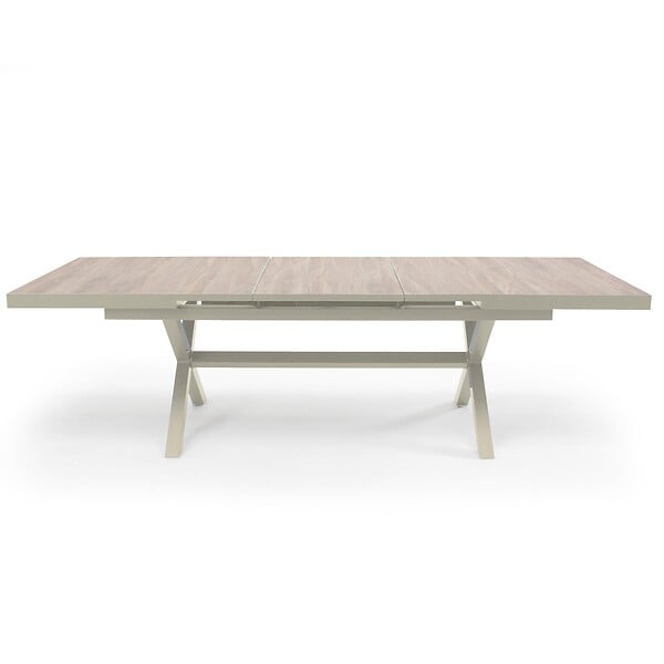 OVIALA - Table de jardin extensible en aluminium et céramique 10 places crème - Tivoli - large