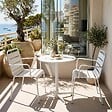 OVIALA - Ensemble table de jardin et 2 fauteuils en métal blanc - Palavas - vignette