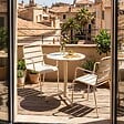 OVIALA - Ensemble table de jardin et 2 fauteuils en métal ivoire - Palavas - vignette