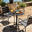 OVIALA - Ensemble table de jardin et 2 fauteuils en métal noir - Palavas - vignette