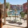 OVIALA - Ensemble table de jardin et 2 fauteuils en métal vert cactus - Palavas - vignette