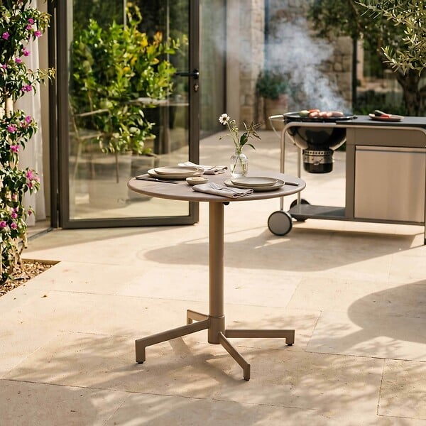 OVIALA - Ensemble table de jardin et 2 fauteuils en métal taupe - Palavas - large