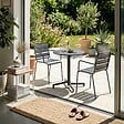 OVIALA - Ensemble table de jardin et 2 fauteuils en métal gris anthracite - Palavas - vignette