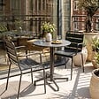 OVIALA - Ensemble table de jardin et 2 fauteuils en métal gris anthracite - Palavas - vignette