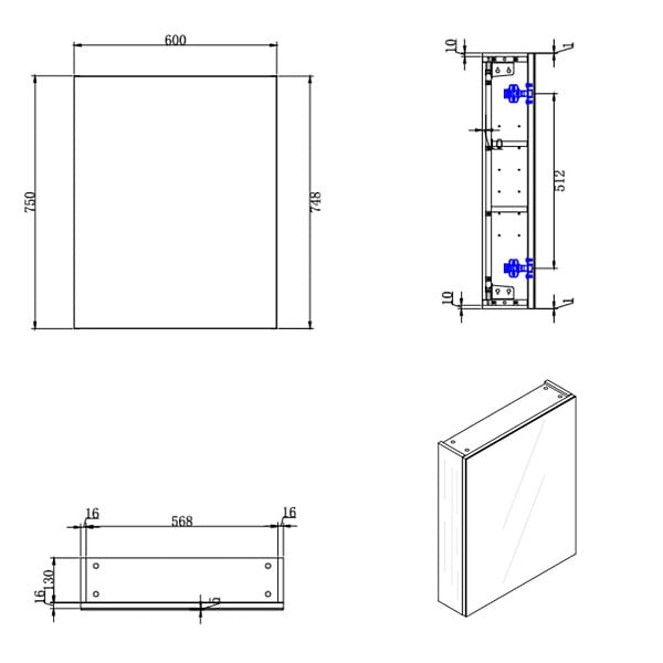 SWISS AQUA TECHNOLOGIES - Armoire de toilette avec miroir intégré, 60x75 cm blanc, SAT B-Way (BWAY60CABW) - large