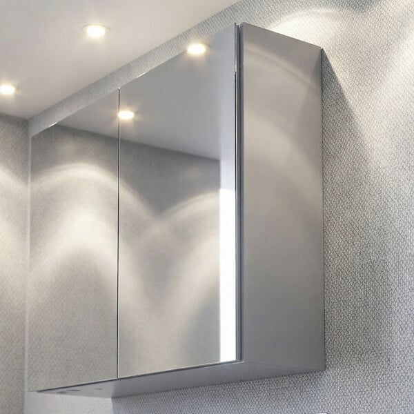 SWISS AQUA TECHNOLOGIES - Armoire de toilette avec miroir intégré, 80x75 cm blanc, SAT B-Way (BWAY80CABW) - large