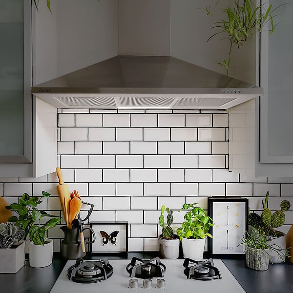 CIARRA - Ciarra hotte de cuisine décorative 90cm hotte aspirante murale 370m3h 3 vitesses Classe A évacuation ou recyclage filtre charbon NON INCLUS - large