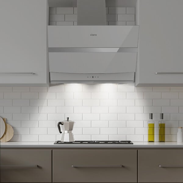 CIARRA - Ciarra hotte de cuisine inclinée 60cm hotte aspirante murale 650m3h 4 vitesses évacuation ou recyclage filtre charbon NON INCLUS - large