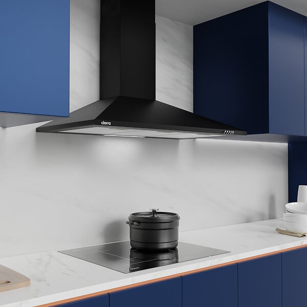 CIARRA - Ciarra Hotte aspirante décorative 90cm hotte de cuisine murale 370m3h 3 vitesses Classe A évacuation ou recyclage filtre charbon NON INCLUS - large